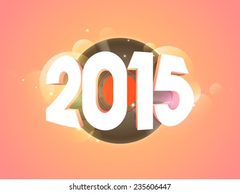 New Year 2015 party celebration with CD on abstract background.