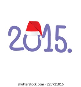 new year 2015 with red hat color vector illustration