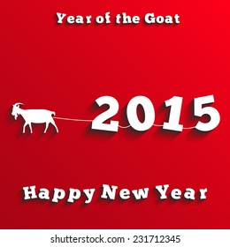 New Year 2015 of sheep and goat, card design of paper elements