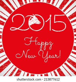 New Year 2015 Year of the Sheep red background 
