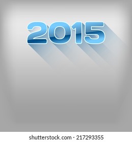 New year 2015. Simple blue numbers with long shadows. Vector design elements.