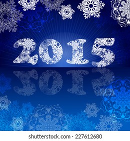 New year 2015. Simple from snowflakes, fishnet numbers. Vector design elements