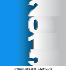 new year 2015 tittle, paper cuts on a blue background - illustration