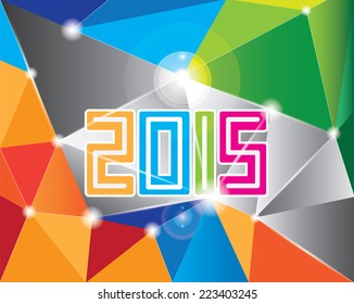 NEW YEAR 2015 with Triangle multicolored design