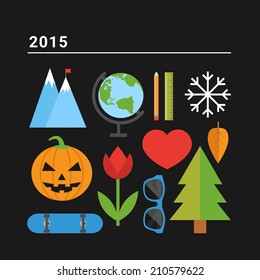 New year 2015. Vector illustration for calendar
