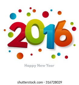 New year 2016, 3D playful design, greeting card