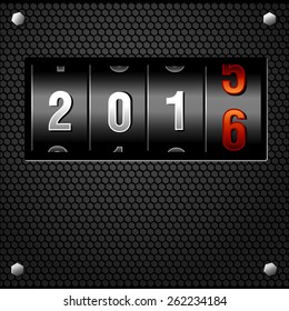 New Year 2016 Analog Counter detailed vector