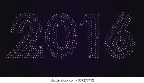 New year 2016 background from bright stars. Vector illustration.