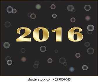 New Year 2016 with bubbles throughout background. Vector illustration format. Saved in illustrator version 10.