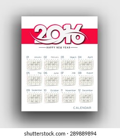 New year 2016 Calendar Design.