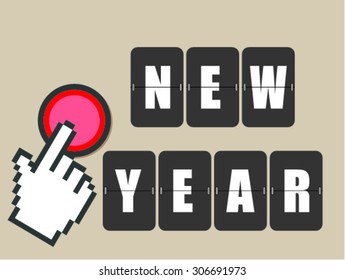 New year 2016 card. Mechanical timetable in movement