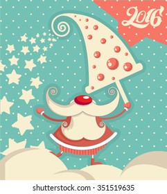 New Year 2016. Card. Santa