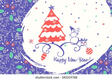 New Year 2016. Christmas background. Vector illustration. Template for Greeting , Congratulations, Invitations.