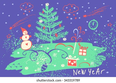 New Year 2016. Christmas background. Vector illustration. Template for Greeting , Congratulations, Invitations.