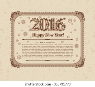 New year 2016 and Christmas typographic label for Xmas holidays design, Calligraphic vector Decoration, New Year festive message, Vector Eps 10