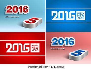 New year 2016 Collection festive modern backgrounds, Text design, Vector