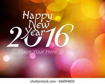New Year 2016 colourful Background with elemental vector Drawing perfect for New year Party invitation cards.