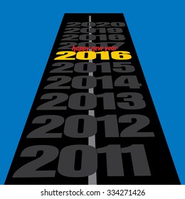 new year 2016 concept vector with road 