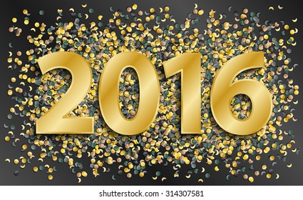 new year 2016 with confetti background