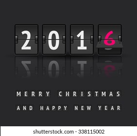 New year 2016 countdown timer with flip. Analog scoreboard flip calendar change represents 2016.