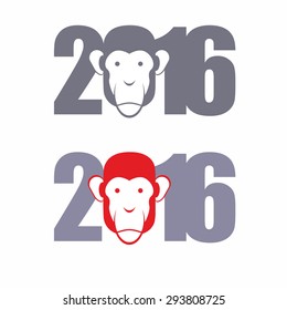 New year 2016. Date of fire monkey. Vector illustration 