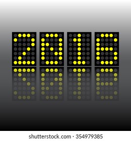 new year 2016 digital score board style with reflection