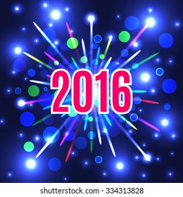 New Year 2016 fireworks background. New Year's Eve. Vector EPS10.