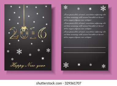 New Year 2016 flyer.2016 Happy New Year invitation,poster,greeting card.Vector illustration.