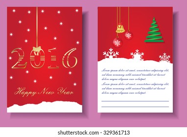 New Year 2016 flyer.2016 Happy New Year invitation,poster,greeting card.Vector illustration.