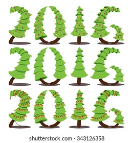 New year 2016 in the form of fir-trees. Vector illustration.