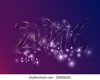 New Year 2016 to glowing colored background