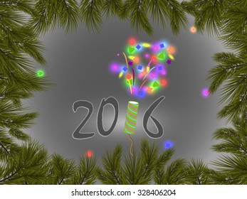 New Year 2016 to glowing colored background