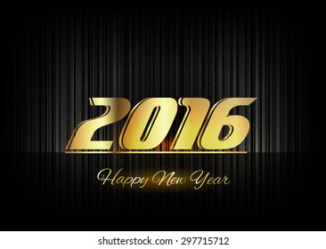 New Year 2016. Gold numbers on the black background. Luxury design elements.