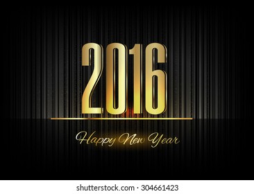 New Year 2016. Gold numbers on the black background. Luxury design elements.