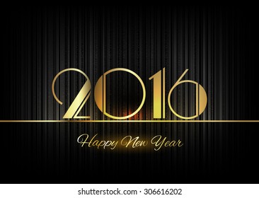 New Year 2016. Gold numbers on the black background. Luxury design elements.