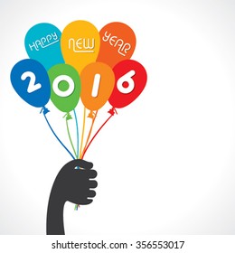 new year 2016 greeting by colorful balloon design vector