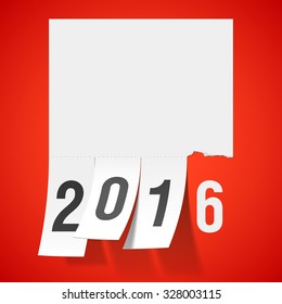 New Year 2016 greeting card with tear off tabs. Vector.