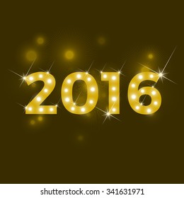 New Year 2016 greeting card, isolated vector illustration