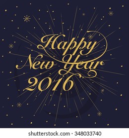 New year 2016 Greeting Card. Typography postcard template. Vector illustration.