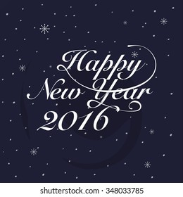 New year 2016 Greeting Card. Typography postcard template. Vector illustration.