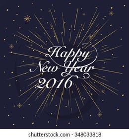 New year 2016 Greeting Card. Typography postcard template. Vector illustration.