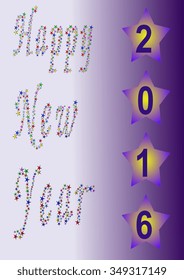 New Year 2016  greeting card. Vector illustration
