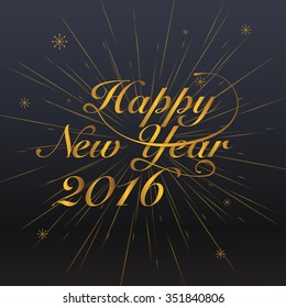 New year 2016 Greeting Card. Typography postcard template. Vector illustration.