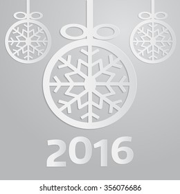 New Year 2016, Greeting card template, Vector illustration.