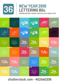 New year 2016 hand drawn lettering vector set