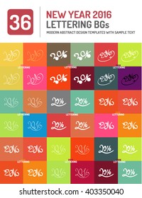 New year 2016 hand drawn lettering vector set