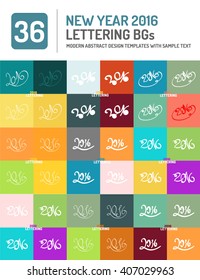 New year 2016 hand drawn lettering vector set