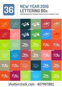 New year 2016 hand drawn lettering vector set
