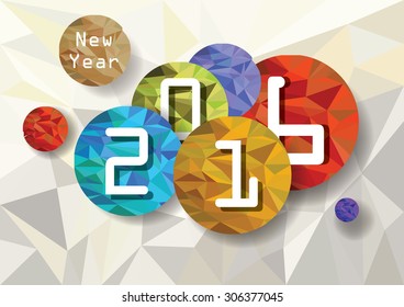 New Year 2016 illustration in low poly style.