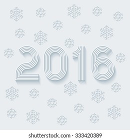 Año nuevo 2016. Papel claro perforado con efecto de corte. EPS10 vectores.